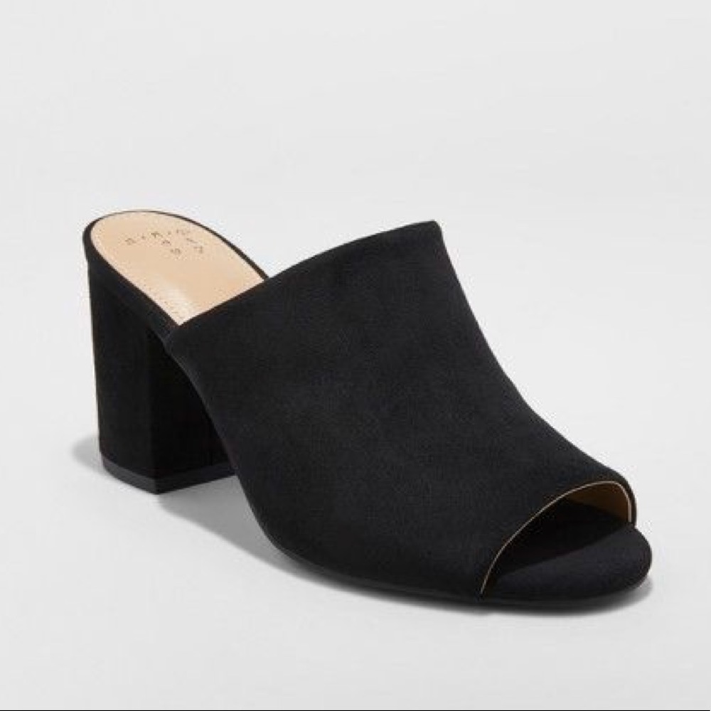 Black Heeled Mules